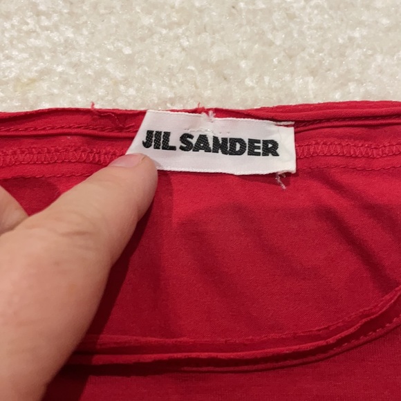 Jill Sander vintage 80’s y2k red asymmetrical long sleeve t guc cotton spendex - Picture 2 of 12